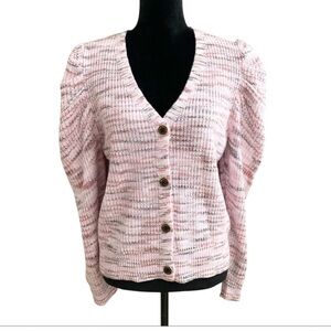 Marc New York Puff Sleeve Button Front Sweater